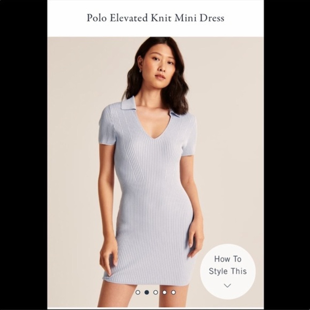 Abercrombie polo elevated knit mini dress blue
